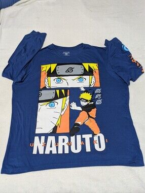 Naruto Shippuden Collection Long Sleeve Graphic T-Shirt Blue VIZ Media Size XL